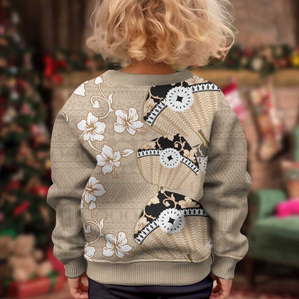 Bula Fiji Iri Buli Kid Ugly Christmas Sweater Woven Fan With Fijian Tapa LT14 - Polynesian Pride