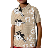 Bula Fiji Iri Buli Kid Polo Shirt Woven Fan With Fijian Tapa LT14 Kid Beige - Polynesian Pride
