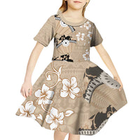 Bula Fiji Iri Buli Kid Short Sleeve Dress Woven Fan With Fijian Tapa LT14 - Polynesian Pride