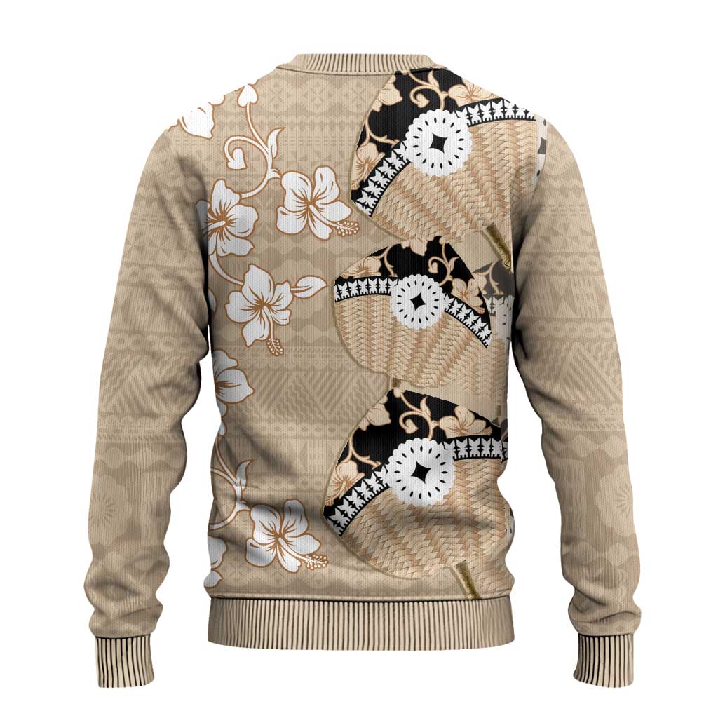 Bula Fiji Iri Buli Ugly Christmas Sweater Woven Fan With Fijian Tapa LT14 - Polynesian Pride