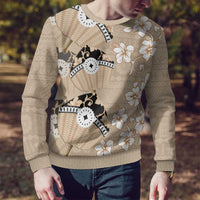 Bula Fiji Iri Buli Ugly Christmas Sweater Woven Fan With Fijian Tapa LT14 - Polynesian Pride