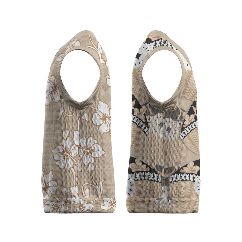 Bula Fiji Iri Buli Christmas Knitted V-Neck Vest Woven Fan With Fijian Tapa LT14 - Polynesian Pride
