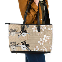 Bula Fiji Iri Buli Leather Tote Bag Woven Fan With Fijian Tapa LT14 - Polynesian Pride