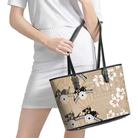 Bula Fiji Iri Buli Leather Tote Bag Woven Fan With Fijian Tapa LT14 - Polynesian Pride