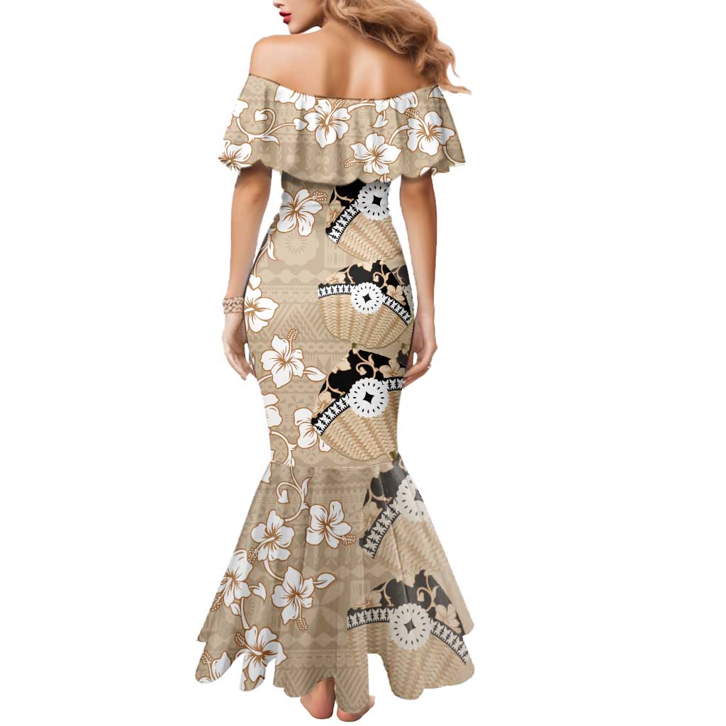 Bula Fiji Iri Buli Mermaid Dress Woven Fan With Fijian Tapa LT14 - Polynesian Pride