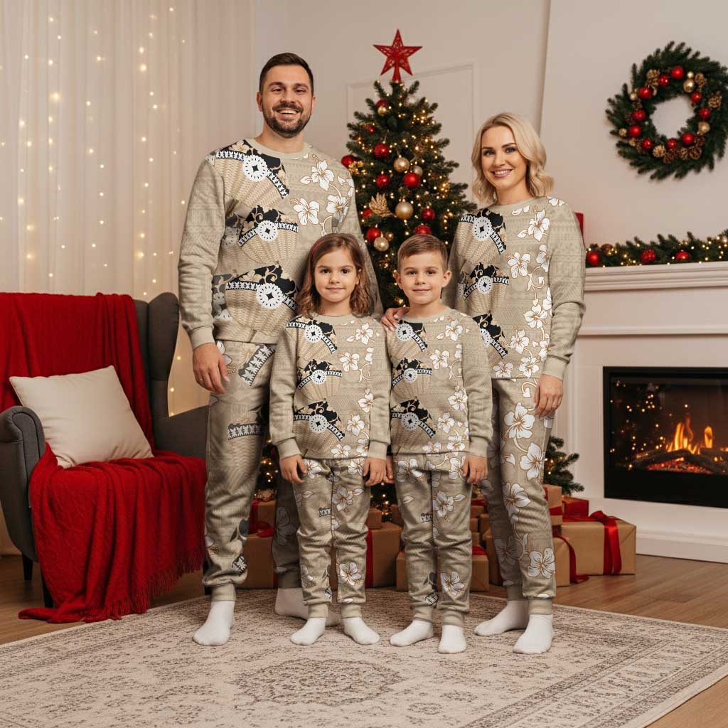 Bula Fiji Iri Buli Christmas Pajama Set Woven Fan With Fijian Tapa LT14 - Polynesian Pride