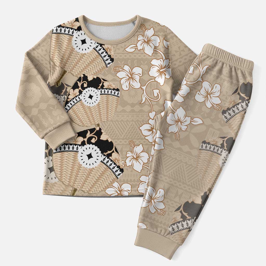 Bula Fiji Iri Buli Christmas Pajama Set Woven Fan With Fijian Tapa LT14 Men Beige - Polynesian Pride