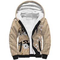 Bula Fiji Iri Buli Sherpa Hoodie Woven Fan With Fijian Tapa LT14 Unisex Beige - Polynesian Pride