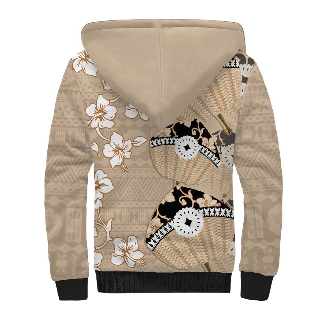 Bula Fiji Iri Buli Sherpa Hoodie Woven Fan With Fijian Tapa LT14 - Polynesian Pride