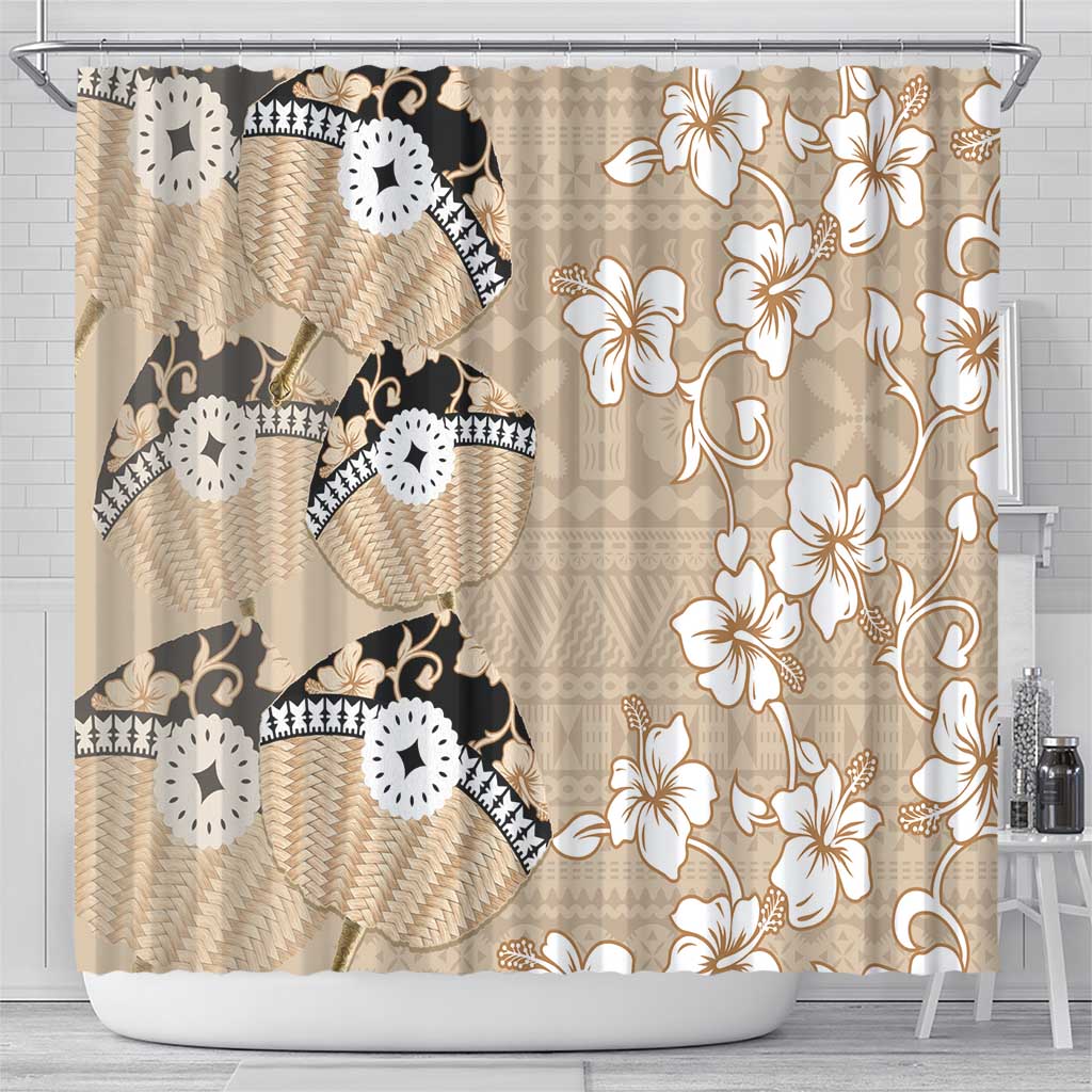 Bula Fiji Iri Buli Shower Curtain Woven Fan With Fijian Tapa LT14 - Polynesian Pride
