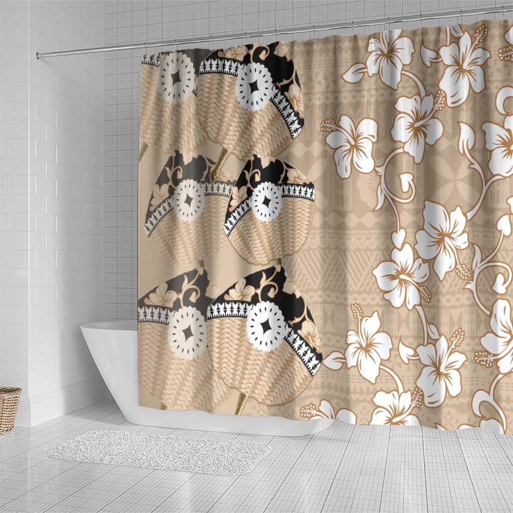 Bula Fiji Iri Buli Shower Curtain Woven Fan With Fijian Tapa LT14 - Polynesian Pride