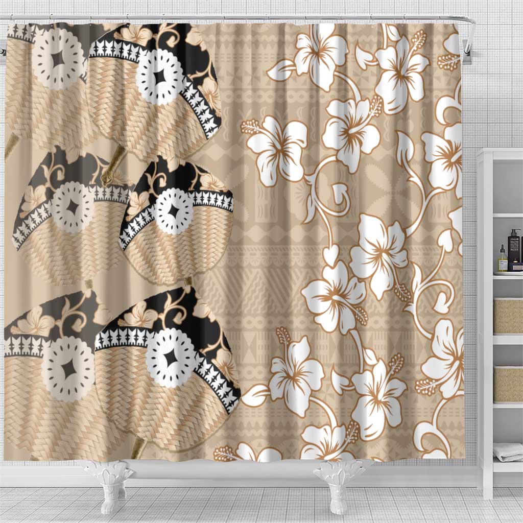 Bula Fiji Iri Buli Shower Curtain Woven Fan With Fijian Tapa LT14 - Polynesian Pride