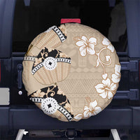 Bula Fiji Iri Buli Spare Tire Cover Woven Fan With Fijian Tapa LT14 No hole Beige - Polynesian Pride