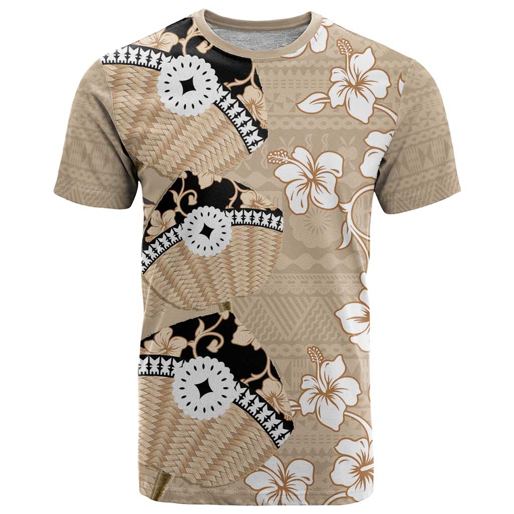 Bula Fiji Iri Buli T Shirt Woven Fan With Fijian Tapa LT14 Beige - Polynesian Pride