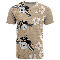 Bula Fiji Iri Buli T Shirt Woven Fan With Fijian Tapa LT14 Beige - Polynesian Pride