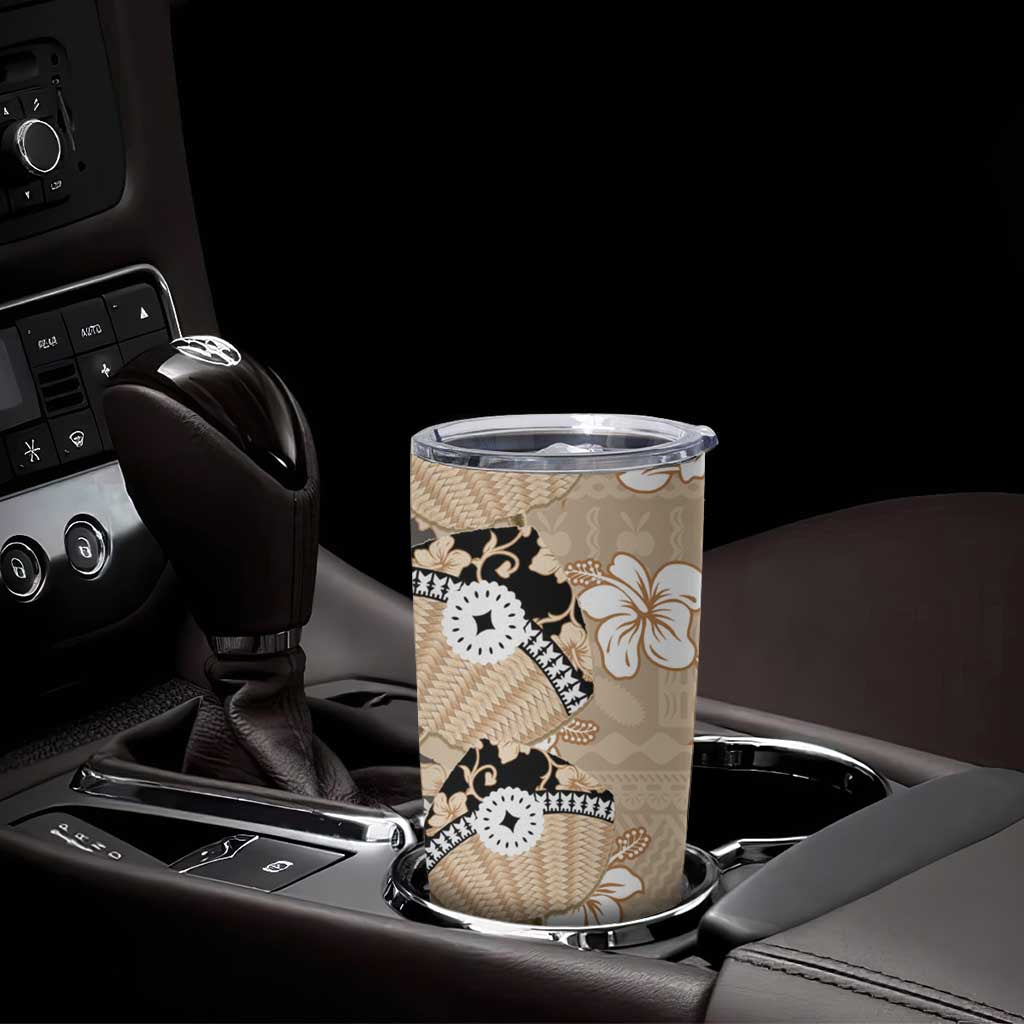 Bula Fiji Iri Buli Tumbler Cup Woven Fan With Fijian Tapa LT14 - Polynesian Pride