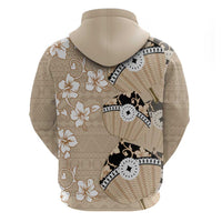 Bula Fiji Iri Buli Zip Hoodie Woven Fan With Fijian Tapa LT14 - Polynesian Pride