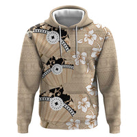 Bula Fiji Iri Buli Zip Hoodie Woven Fan With Fijian Tapa LT14 Pullover Hoodie Beige - Polynesian Pride