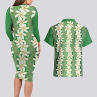 Ia Orana Tahiti Tiare Maori Seamless Style Couples Matching Long Sleeve Bodycon Dress and Hawaiian Shirt LT14 - Polynesian Pride