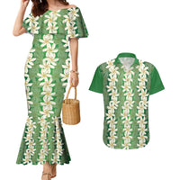 Ia Orana Tahiti Tiare Maori Seamless Style Couples Matching Mermaid Dress and Hawaiian Shirt LT14 Green - Polynesian Pride