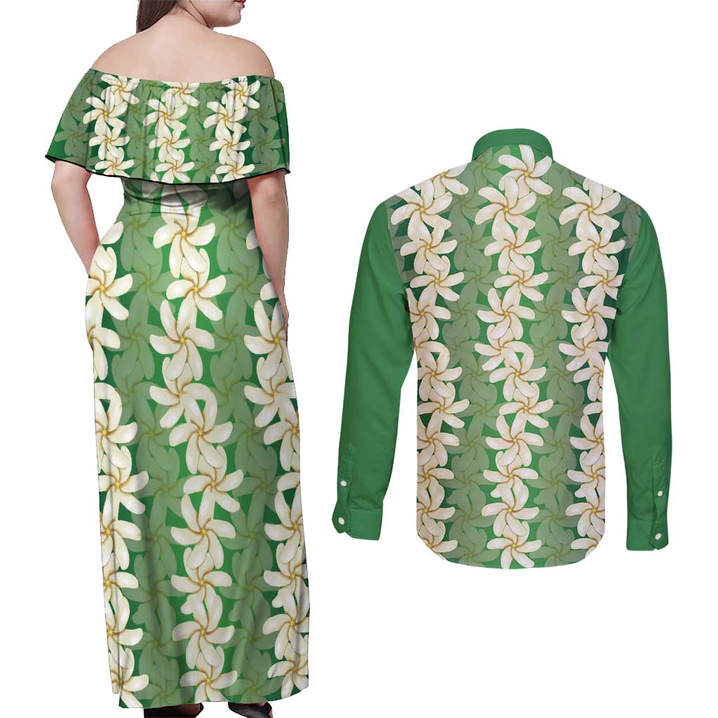Ia Orana Tahiti Tiare Maori Seamless Style Couples Matching Off Shoulder Maxi Dress and Long Sleeve Button Shirt LT14 - Polynesian Pride