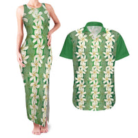 Ia Orana Tahiti Tiare Maori Seamless Style Couples Matching Tank Maxi Dress and Hawaiian Shirt LT14 Green - Polynesian Pride