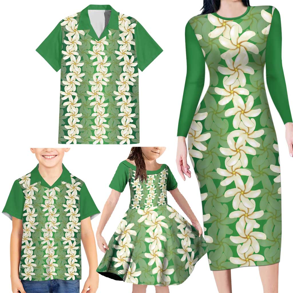 Ia Orana Tahiti Tiare Maori Seamless Style Family Matching Long Sleeve Bodycon Dress and Hawaiian Shirt LT14 - Polynesian Pride
