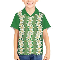 Ia Orana Tahiti Tiare Maori Seamless Style Family Matching Off The Shoulder Long Sleeve Dress and Hawaiian Shirt LT14 Son's Shirt Green - Polynesian Pride