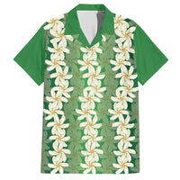 Ia Orana Tahiti Tiare Maori Seamless Style Family Matching Puletasi and Hawaiian Shirt LT14 Dad's Shirt - Short Sleeve Green - Polynesian Pride