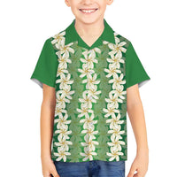 Ia Orana Tahiti Tiare Maori Seamless Style Family Matching Puletasi and Hawaiian Shirt LT14 Son's Shirt Green - Polynesian Pride