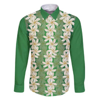 Ia Orana Tahiti Tiare Maori Seamless Style Family Matching Summer Maxi Dress and Hawaiian Shirt LT14 Dad's Shirt - Long Sleeve Green - Polynesian Pride