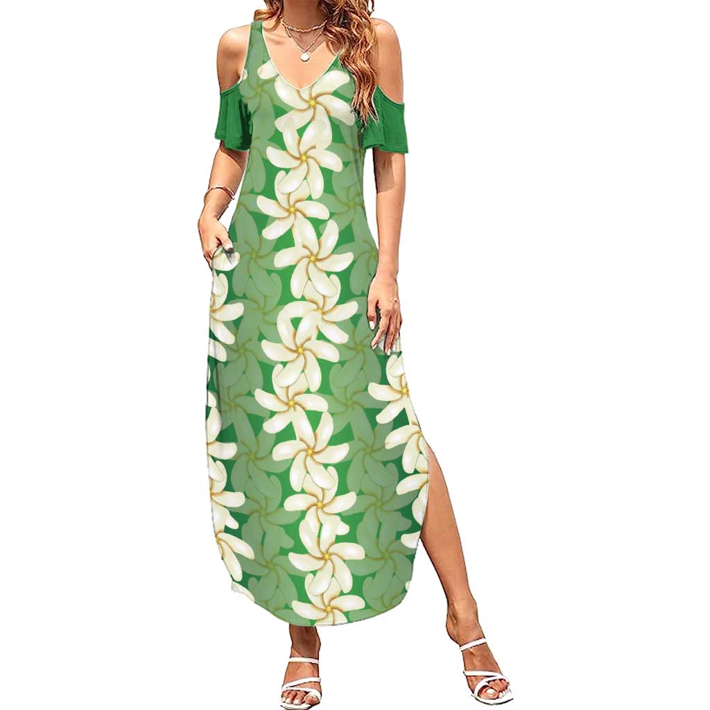 Ia Orana Tahiti Tiare Maori Seamless Style Family Matching Summer Maxi Dress and Hawaiian Shirt LT14 Mom's Dress Green - Polynesian Pride