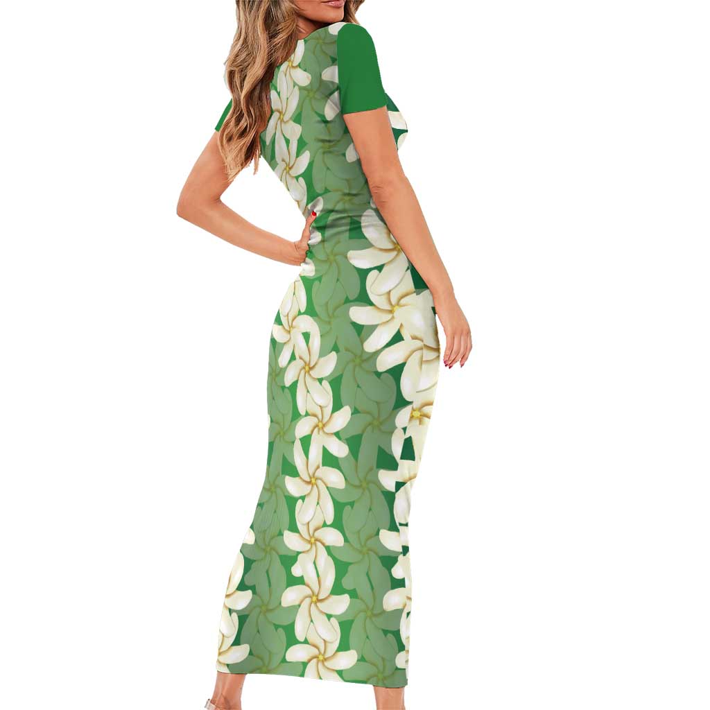 Ia Orana Tahiti Tiare Maori Seamless Style Short Sleeve Bodycon Dress LT14 - Polynesian Pride