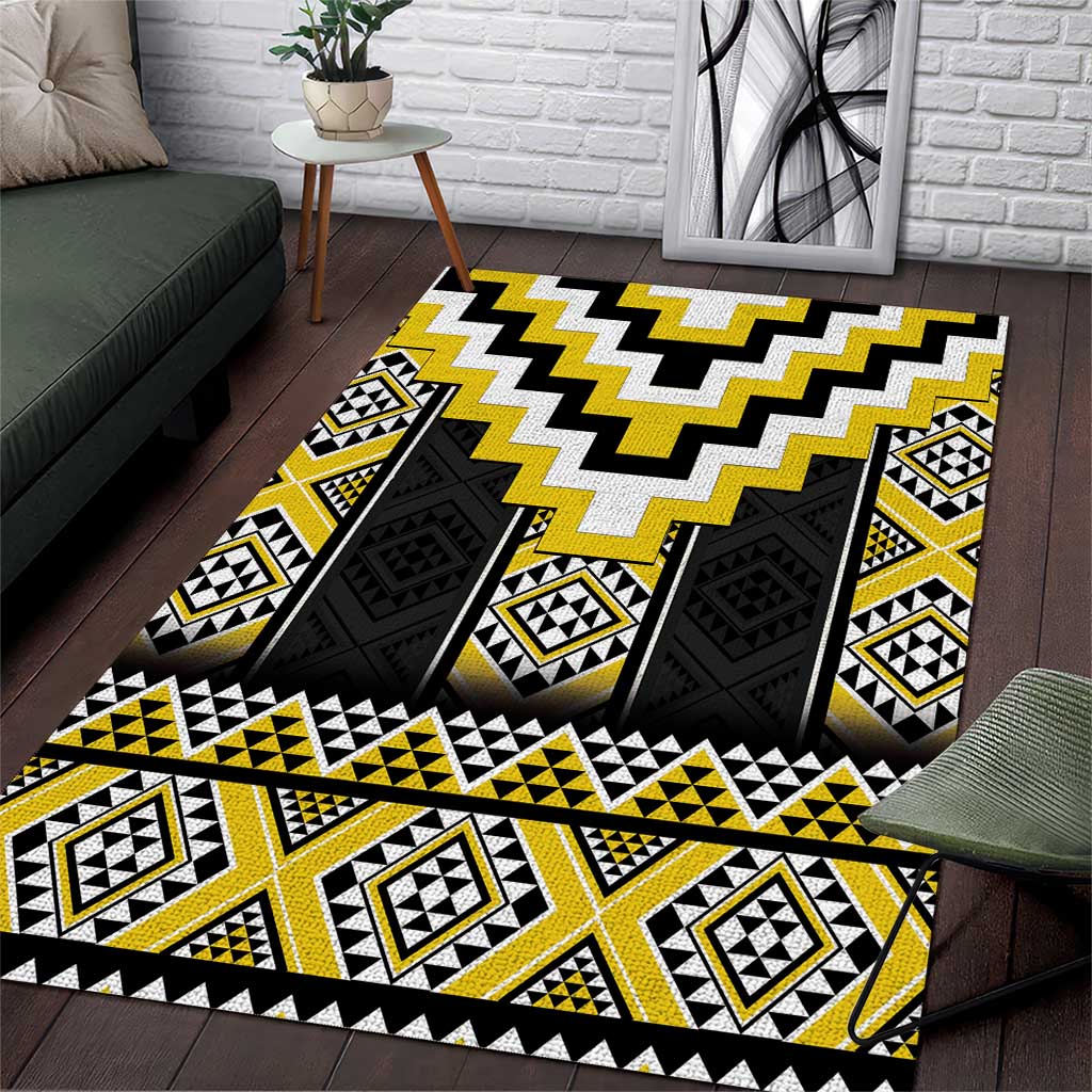 Yellow Taniko Aotearoa Area Rug Niho Taniwha Mix Poutama LT14 Yellow - Polynesian Pride