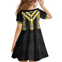 Yellow Taniko Aotearoa Family Matching Off Shoulder Maxi Dress and Hawaiian Shirt Niho Taniwha Mix Poutama LT14 - Polynesian Pride