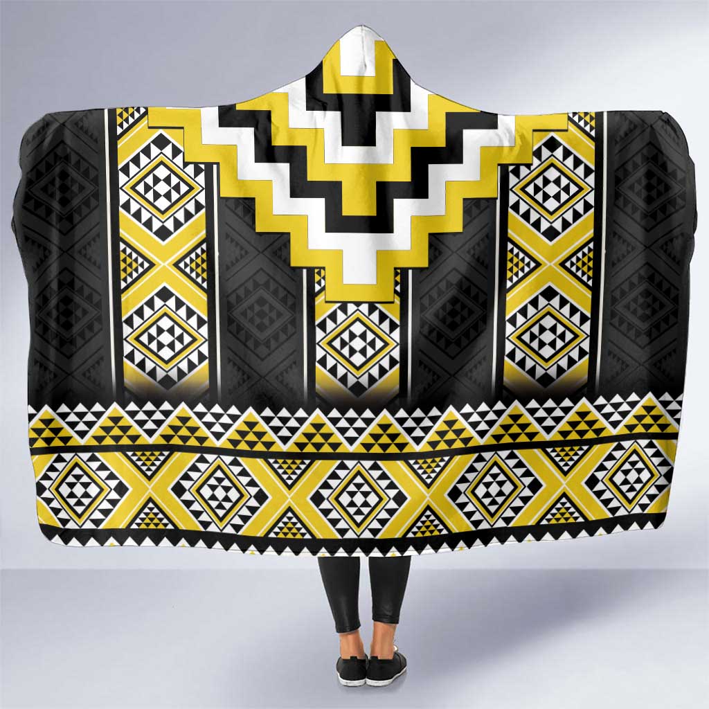 Yellow Taniko Aotearoa Hooded Blanket Niho Taniwha Mix Poutama LT14 One Size Yellow - Polynesian Pride