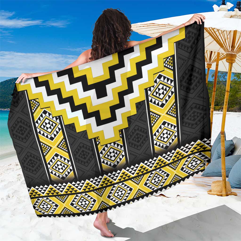 Yellow Taniko Aotearoa Sarong Niho Taniwha Mix Poutama LT14 One Size 44 x 66 inches Yellow - Polynesian Pride
