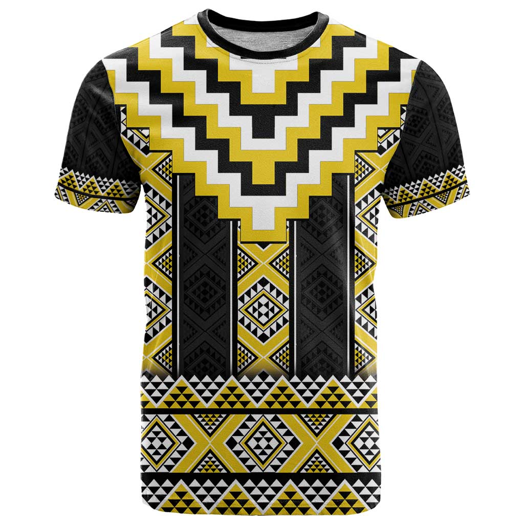 Yellow Taniko Aotearoa T Shirt Niho Taniwha Mix Poutama LT14 Yellow - Polynesian Pride