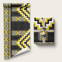 Yellow Taniko Aotearoa Wrapping Paper Niho Taniwha Mix Poutama LT14 58" × 23" Yellow - Polynesian Pride