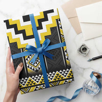 Yellow Taniko Aotearoa Wrapping Paper Niho Taniwha Mix Poutama LT14 - Polynesian Pride