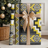 Yellow Taniko Aotearoa Wrapping Paper Niho Taniwha Mix Poutama LT14 - Polynesian Pride