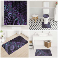 Teal Purple Polynesia Plumeria Tattoo Bathroom Set