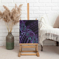 Teal Purple Polynesia Plumeria Tattoo Canvas Wall Art