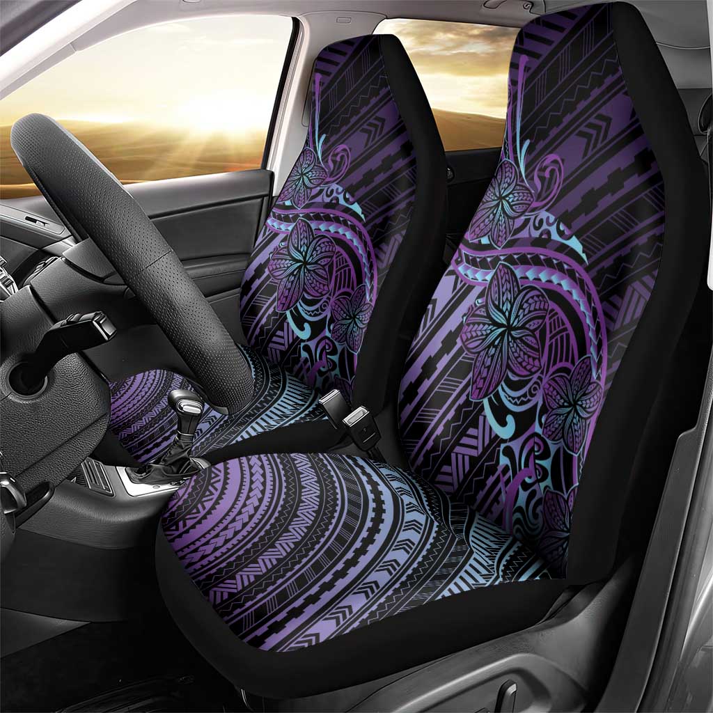 Teal Purple Polynesia Plumeria Tattoo Car Seat Cover