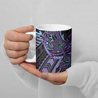 Teal Purple Polynesia Plumeria Tattoo Ceramic Mug