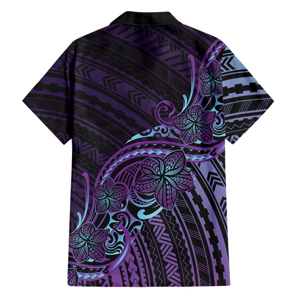 Teal Purple Polynesia Plumeria Tattoo Family Matching Long Sleeve Bodycon Dress and Hawaiian Shirt LT14 - Polynesian Pride