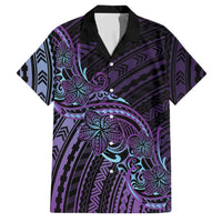 Teal Purple Polynesia Plumeria Tattoo Family Matching Summer Maxi Dress and Hawaiian Shirt LT14 Dad's Shirt - Short Sleeve Purple - Polynesian Pride