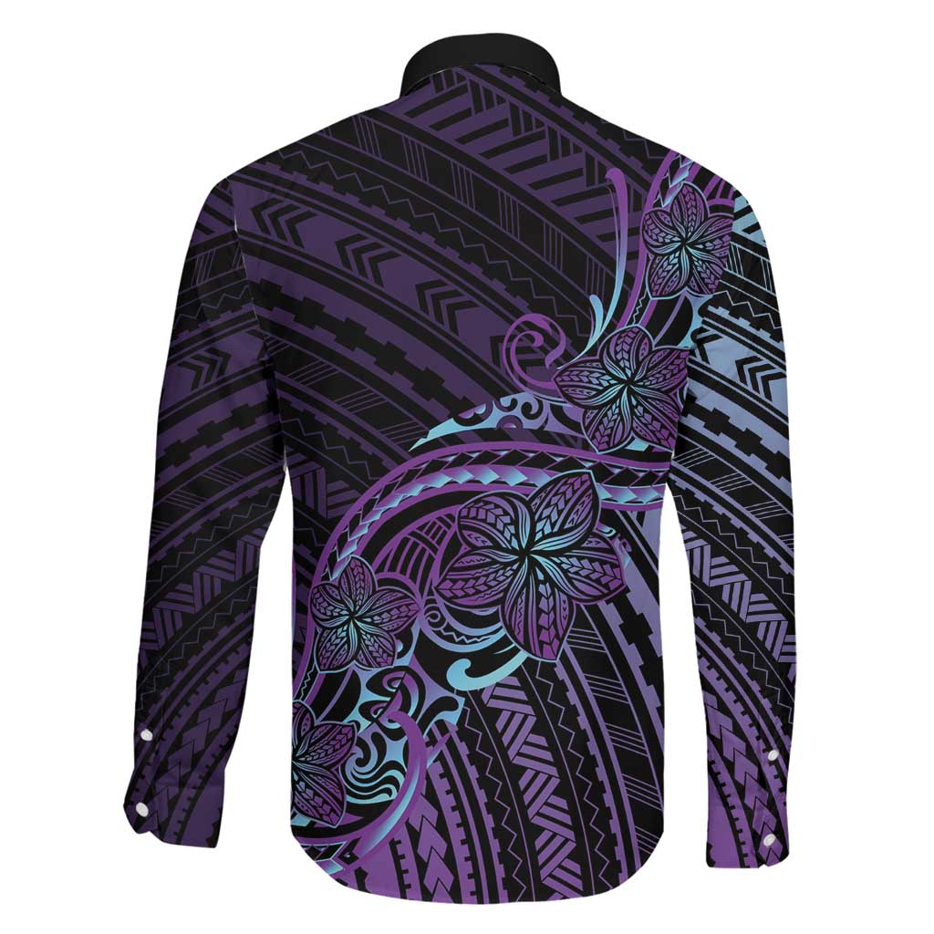 Teal Purple Polynesia Plumeria Tattoo Family Matching Summer Maxi Dress and Hawaiian Shirt LT14 - Polynesian Pride
