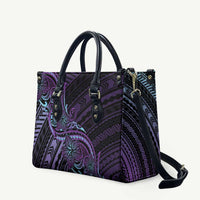 Teal Purple Polynesia Plumeria Tattoo Leather Bag