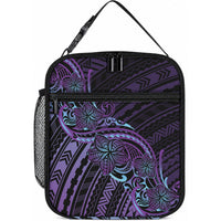 Teal Purple Polynesia Plumeria Tattoo Lunch Bag